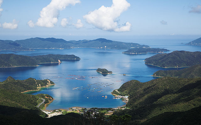 Panorama of a fish farm in Amami Oshima