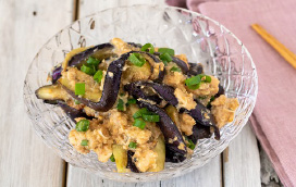 なすとさけのごま生姜和え