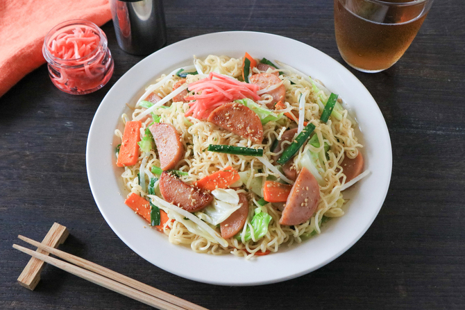 ベビーハム入り焼きラーメン