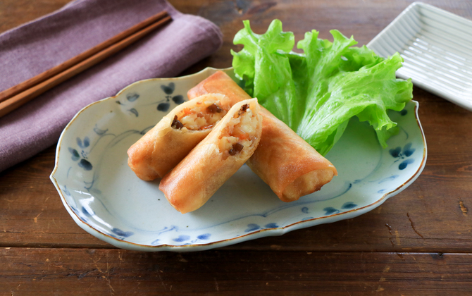 チャプチェで簡単春巻き