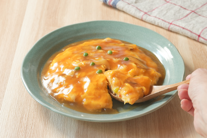 缶詰で簡単かに玉あんかけ