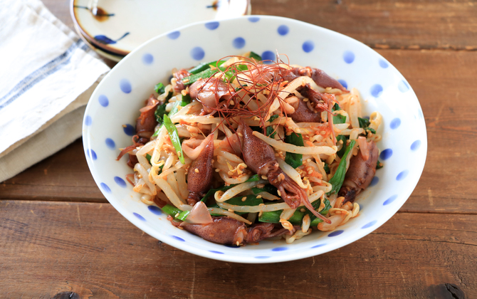 韓国風ホタルイカともやしの和え物