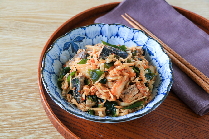 さば缶と切り干し大根のキムチ和え