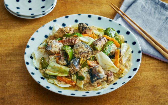 さばの回鍋肉風炒め